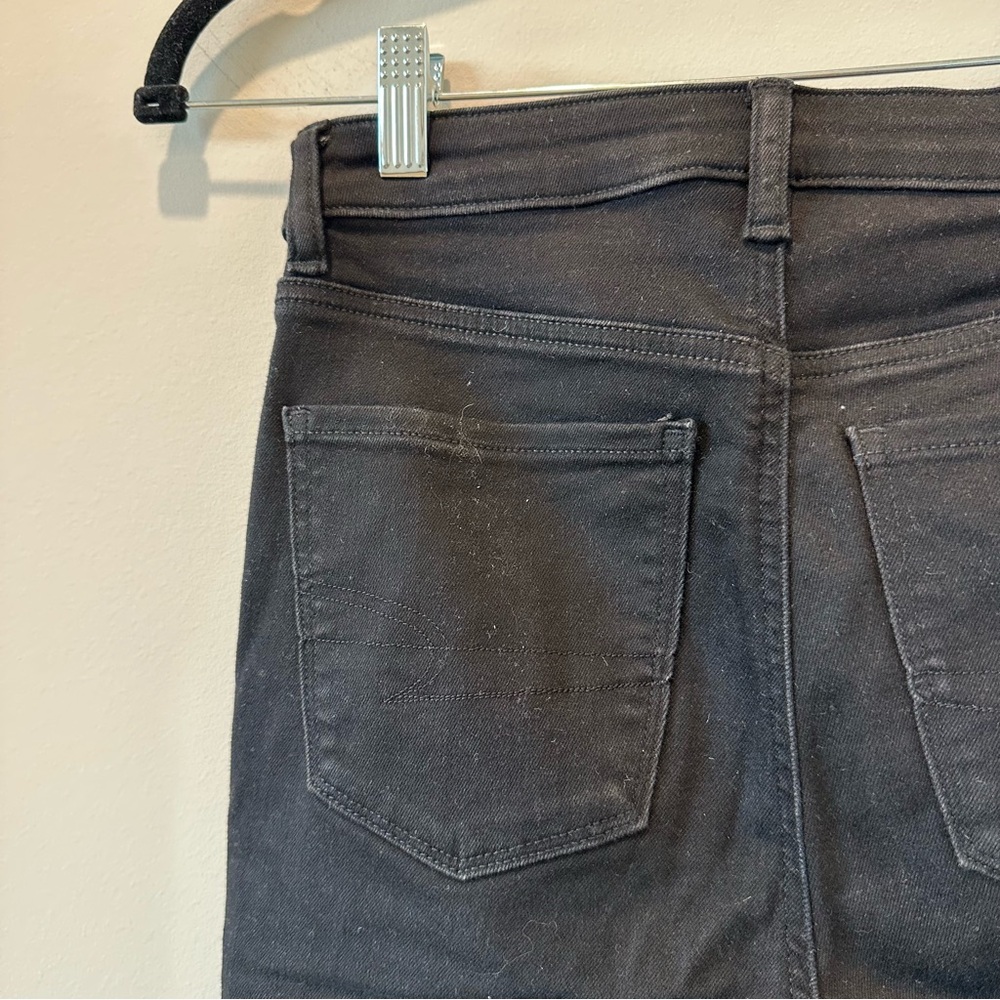 American Eagle AE Next Level Highest Waist Jegging Black Denim Jeans Dark Grunge - Picture 8 of 10
